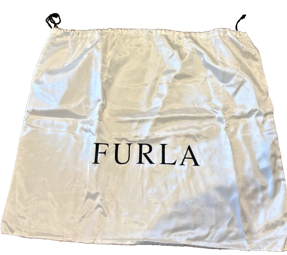 FURLA Large Fabric Handbag Dust Bag Logo White Satin Fabric Drawstring 19" X 23"